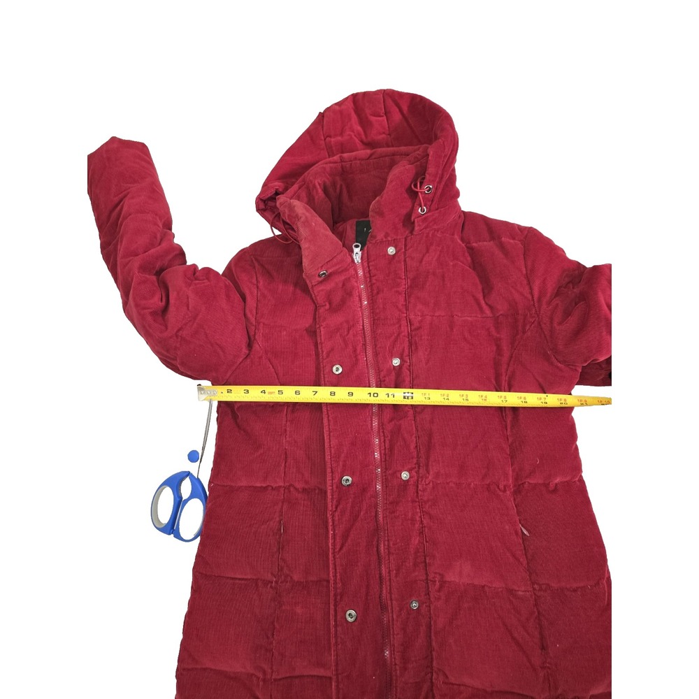 1 Madison Vintage Red Corduroy Puffer Jacket With Hood Small Feather Lite Down - Picture 8 of 11